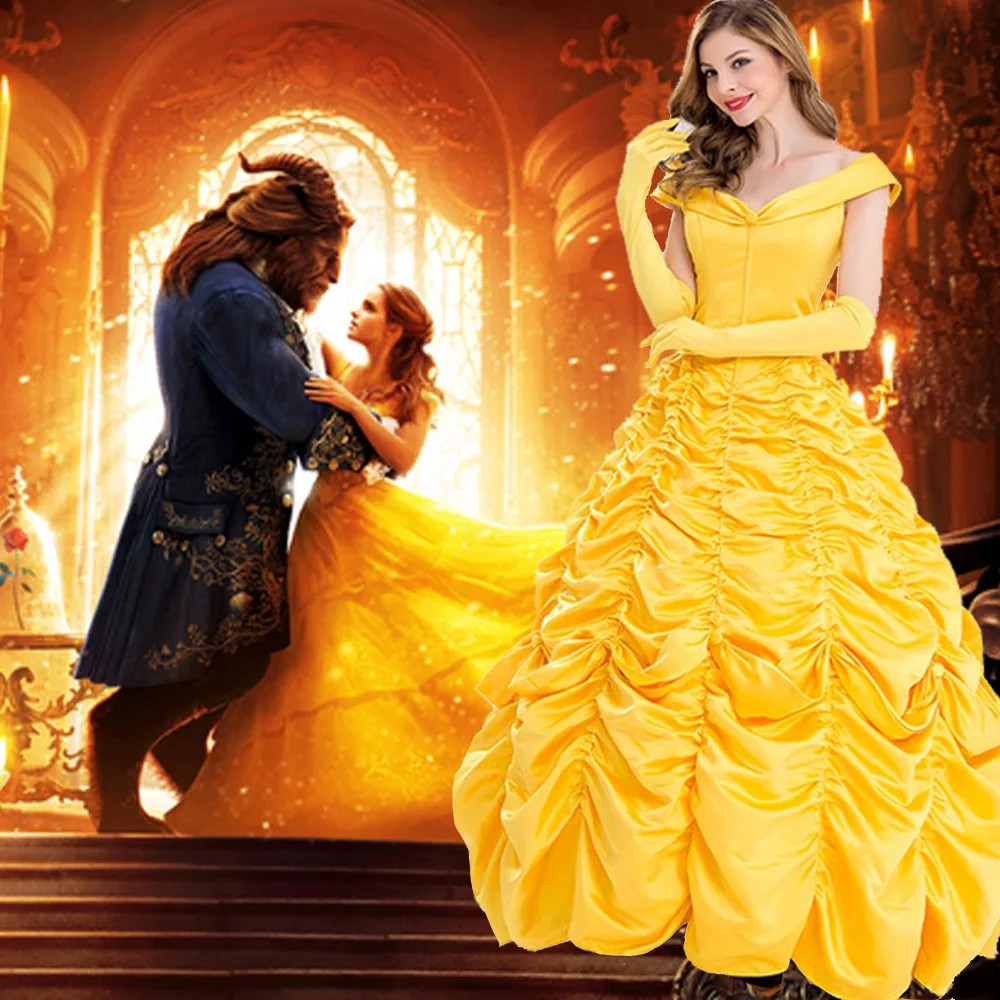 

2018 Princess Belle Beauty And the Beast Adult Fairytale Long Gown Costume,Princess Belle Dress Cosplay Costume halloween Party