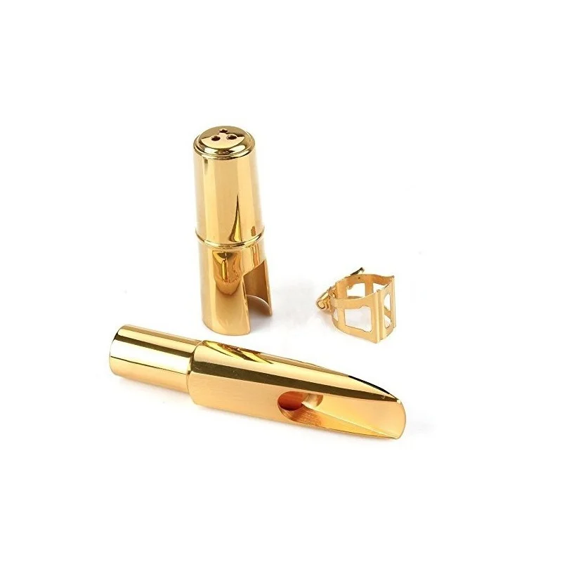 

General type Alto Sax Saxophone Mouthpiece Metal with Mouthpiece Patches Pads Cushions Cap Buckle Gold Plating