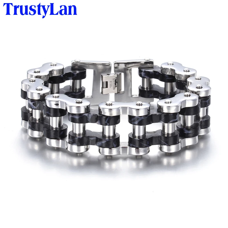 TrustyLan крутые Толстые браслеты-цепочки для мужчин байкерские ювелирные изделия тяжелые мотоциклетные звенья 316L браслет из нержавеющей стали мужские наручные браслеты