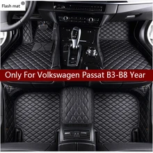 Flash mat leather car floor mats for Volkswagen vw passat B3 B4 B5 B6 B7 B8 2000-2018 Custom foot Pads automobile carpet cover