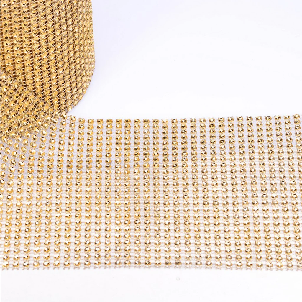 Artificial Diamond Mesh Wrap Roll Rhinestone Crystal Ribbon DIY Scrapbooking Embellishment Decor Trims 10 yards 24 Rows