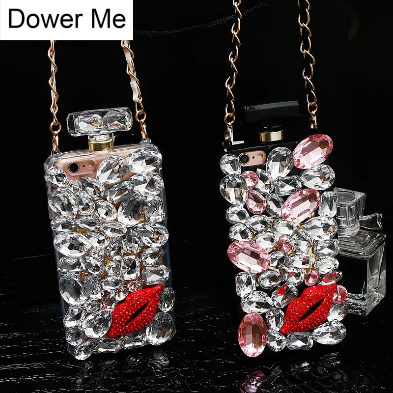 

Crystal Diamond Kiss Perfume Bottle Case For Iphone XS Max XR X 8 7 6S Plus 5 Samsung S10E S10/9/8/7/6 Edge Plus Note 9 8 5 4 3