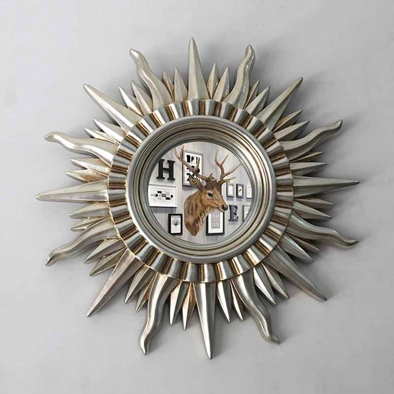 

European modern living room decoration wall mirror background wall entrance fireplace hanging sun-god mirror ornament