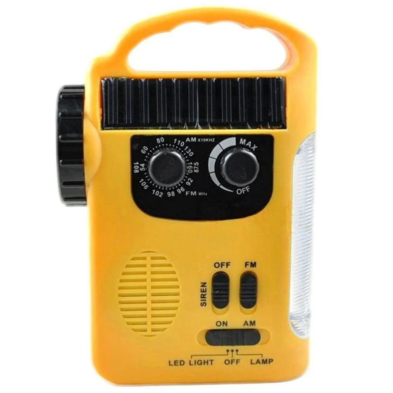 Зарядное устройство для сотового телефона радио, светодиодный фонарик радио, светодиодный фонарь радио, сирена, перезаряжаемые батареи, рукоятка, солнечная энергия Radi - Цвет: yellow
