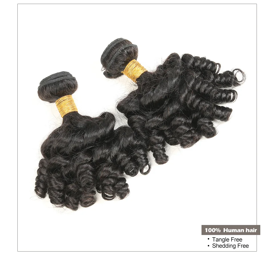 Hair Villa Pre-Colored Human Hair Weave Brazilian Funmi Curly  4 Bundles #1B Natural Black 8-26 Inches Non-Remy Hair Weft (2)