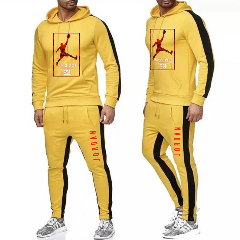 New Tracksuit men hoodie Set off white Sportswear Sets Fleece sweatshirt suit Jordan 23 stripes Sweatpants Malechandal hombre