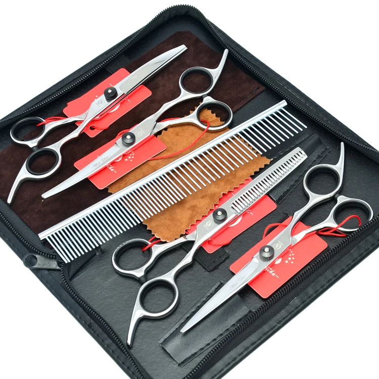 6 0 Meisha Tesoura Puppy Pet Grooming Scissors Set JP440C Clippers Pet Scissors Cutting Thinning Curved