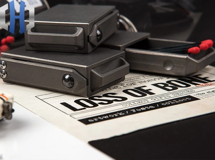 Caixa de Armazenamento Tático ao ar Criativo Portátil Compacto Liga Titanium Draw Matchbox Livre Edc 7 Ferram. atividade ar livre