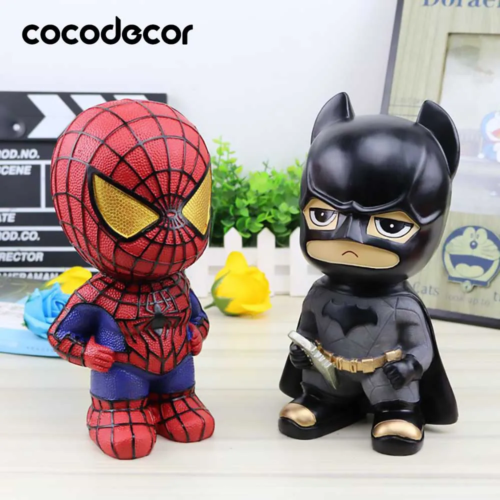 

cocodecor Spiderman Batman piggy bank creative resin children's birthday New Year holiday gift crafts