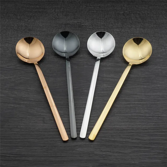 Retro Gold Coffee Spoons Stainless Steel Tea Milk Spoon Black Silver Retro Gold Coffee Spoons Stainless Steel Tea Milk Spoon Black Silver Party Tableware