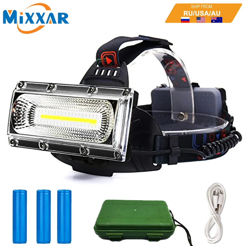 

EZK20 Dropshipping LED Rechargeable Headlamp COB 3 Lighting Modes Red Blue Strobe Flood Light Waterproof Worklight for Camping