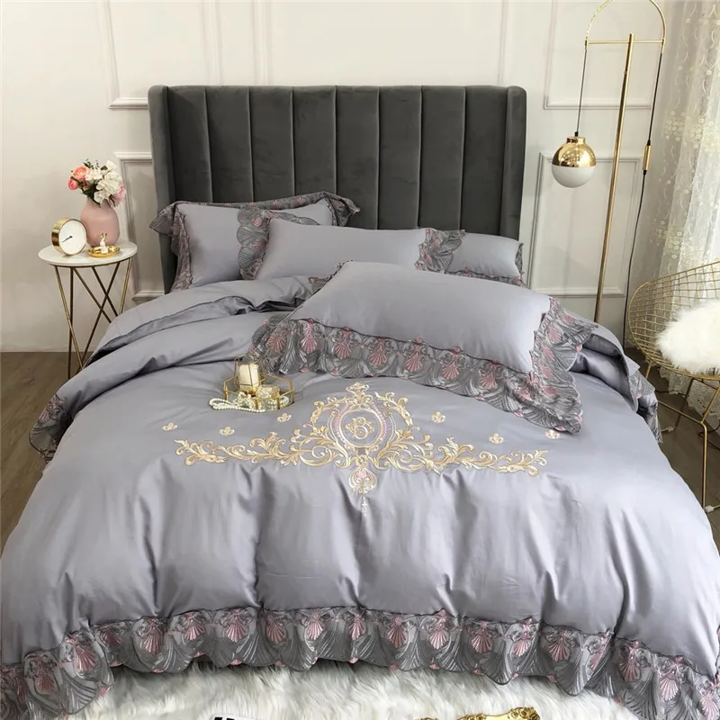 500 Tc Silky Egyptian Cotton Bedding Set Shabby Chic Lace Edge