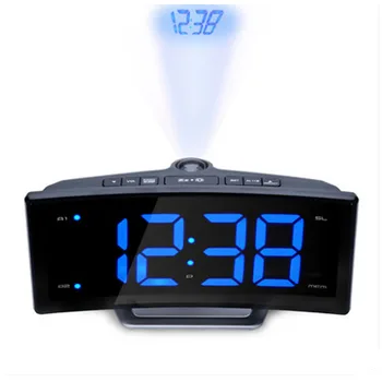 

LED Digital Clock Electronic Desk Clock FM Radio Projection Alarm Clocks Desktop Large Numbers Display for Home Decoration