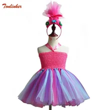 Kids Christmas Trolls Costume Dress For Girl Cosplay Trolls Wig Children Halloween Tutu Dress Kids Party Pageant Ball Gown Dress girls dresses trolls poppy cosplay costume dress for girl poppy dress streetwear halloween clothes kids fancy dresses trolls wig