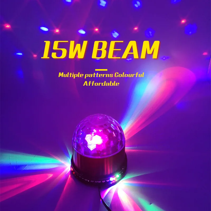 

YA Yao Mini RGBW 15W Crystal Magic Ball Led Stage Lamp DJ KTV Disco Laser Light Party Lights Sound Club Christmas Stage Lights