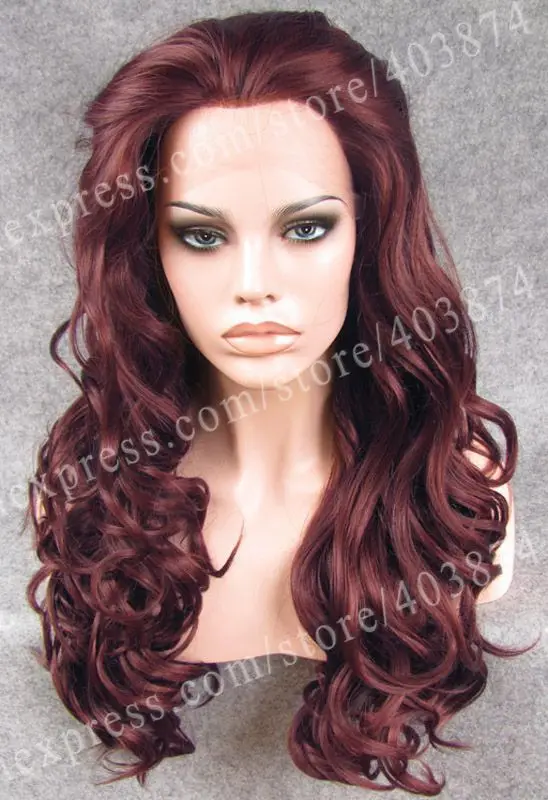 

Drag Queens Wig  Aburn Long Wavy Wig Heat Resistant Wig Synthetic Lace Front Wig