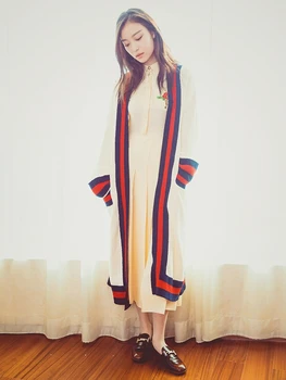 

New spring of woolen sweater with sequins steller cardigan female in long loose sweater coat of euro