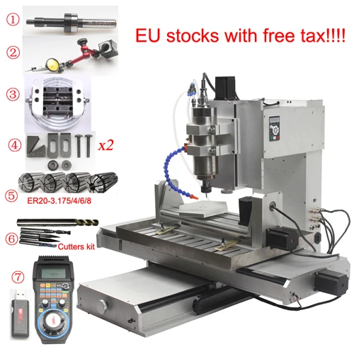 CNC 5 осевой фрезерный станок гравировальный станок CNC 6040 Mach3 USB шариковый винт CNC Тип столба дерево алюминий медь металл фрезерный станок - Цвет: Machine with parts