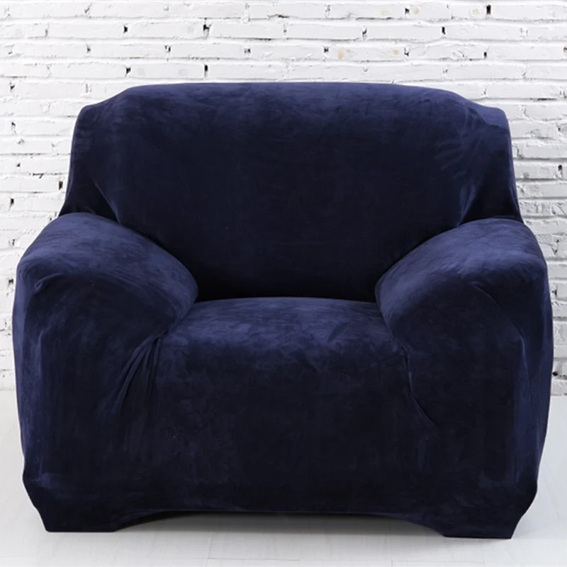 Dark Blue Однотонные Плюшевые Чехлы для дивана Fabirc, эластичные Угловые Чехлы для диванов, чехлы для диванов для гостиной, Защитные чехлы для диванов - Цвет: Dark Blue