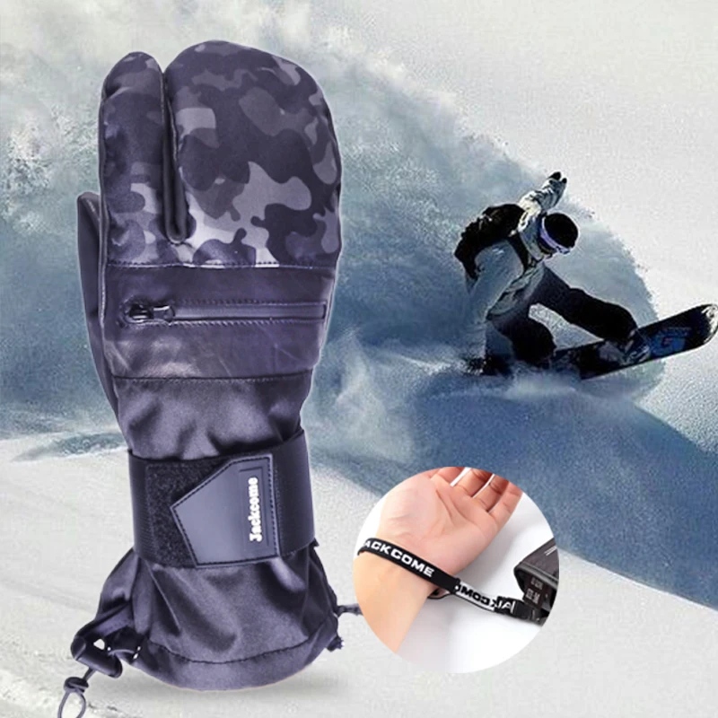 Jackcome للماء يندبروف الجلود الشتاء الدفء التزلج قفازات على الجليد حماية والعتاد مع المعصم واقية