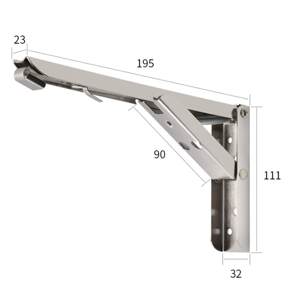 2 шт. треугольный складной кронштейн металлический фиксатор поддержка Настольный складной кронштейн для полки дома HVR88 - Цвет: silver   8 inch
