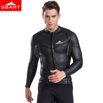 

SBART 2MM Long Sleeve Neoprene Men's Swimsuit Top Sunscreen Smoothskin Jacket For Swimming Jumpsuit Surfing Diving Shirt Wetsuit