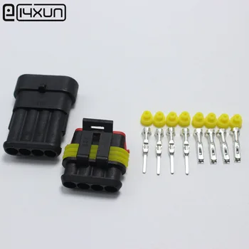 

50sets 1.5 Auto Terminal Connection Sets 4P HID Waterproof Electrical Wire Connector Kit for Car Motorcycle Boat ect
