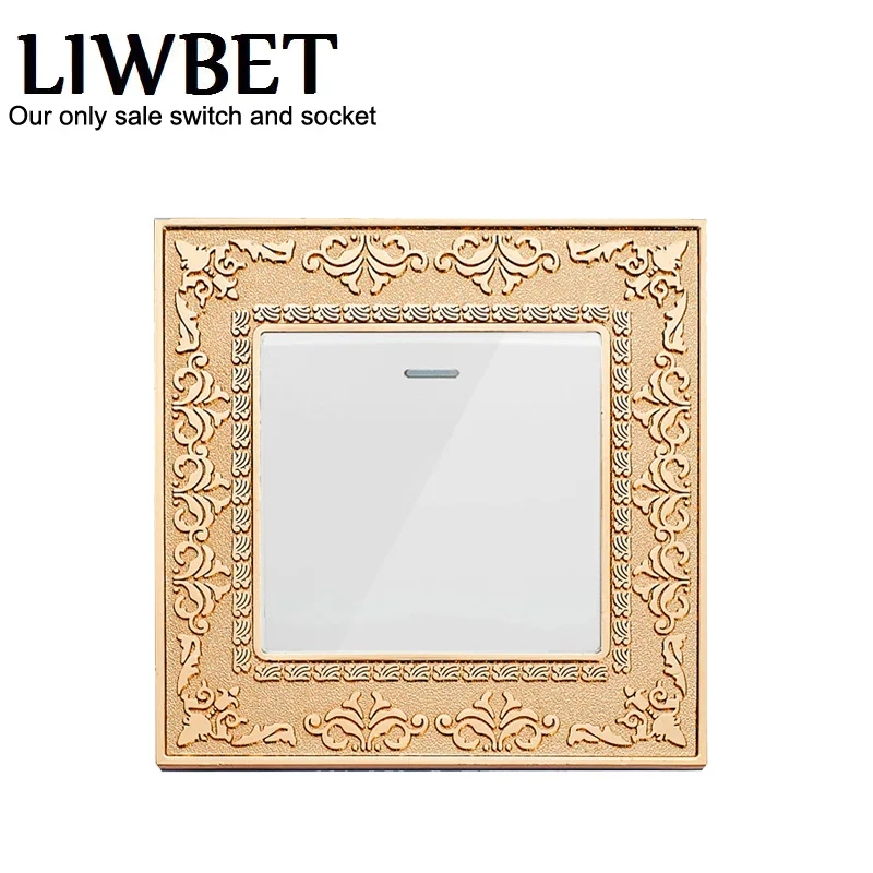 

Gold Color UK standard wall switch and 1 Gang 1 way / 2 way light switch 16A 250V