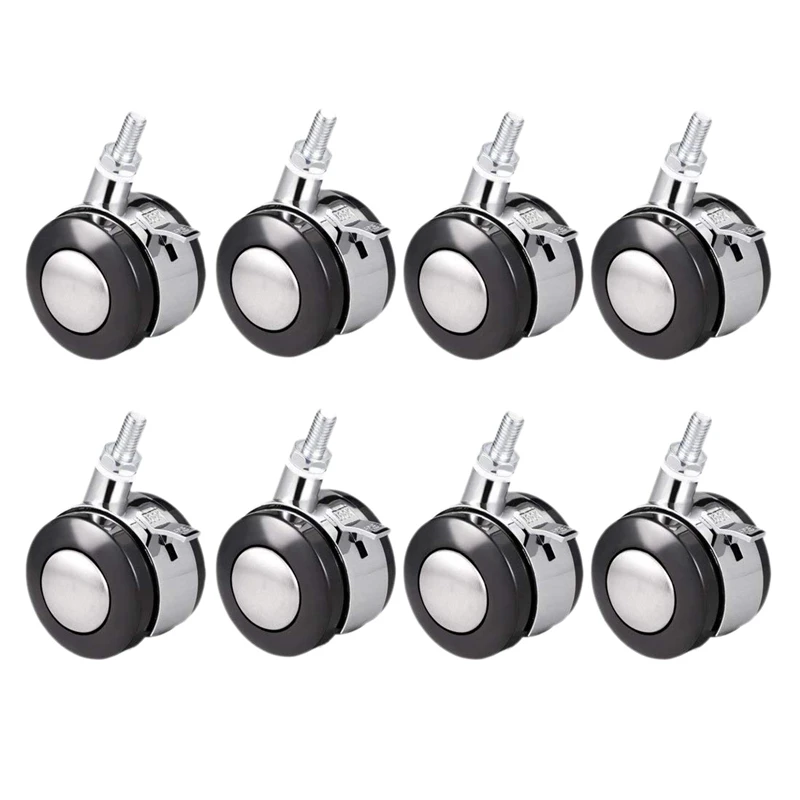 

Office Chair Casters Plastic, Zinc Alloy 2 Inch Twin Wheel with Brake, M8 x 15mm Threaded Stem Swivel Caster, 44 lb Load Capac