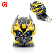 Светодиодный флеш-накопитель bumblebee, USB флеш-накопитель, 4 ГБ, 8 ГБ, 16 ГБ, 32 ГБ, 64 ГБ, USB карта памяти, флеш-накопитель, флеш-накопитель для автомобиля, флешка, память в подарок