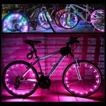 

TOPTOTN Battery Bicycle Spoke Wheel Light Hot Wheels MTB Lights 18 LED Bright Lamp Bike Accessories 2m String Wire Lamp