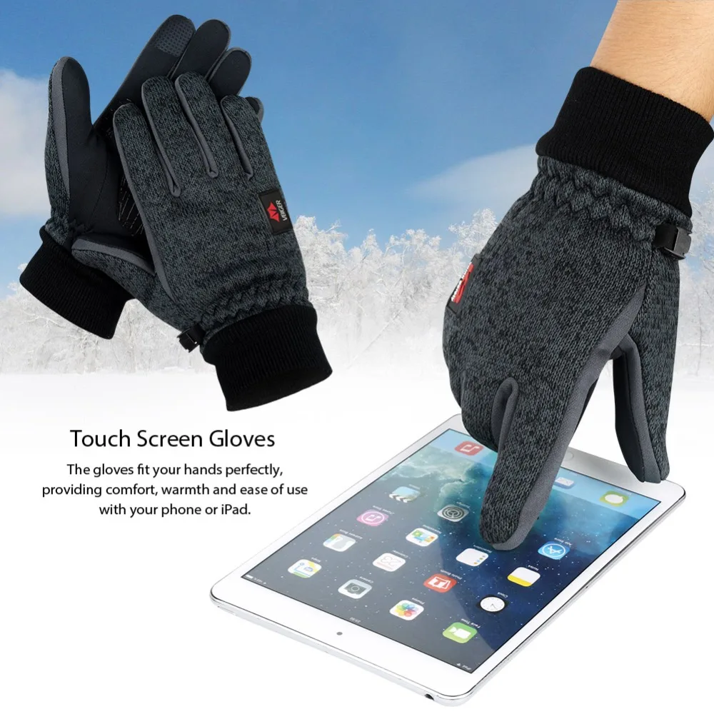 Vbiger Outdoor Running Hiking Gloves Winter Touch Screen Knitted Gloves Thicken Warm Gloves Sports Mittens Gloves