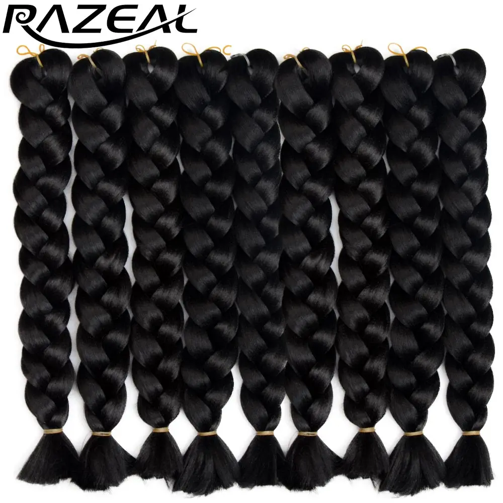 Razeal 24 дюймов 100 г Ombre jumbo косы 5 шт. химическое Brading волос крючком волос высокого Температура волокно - Цвет: #2