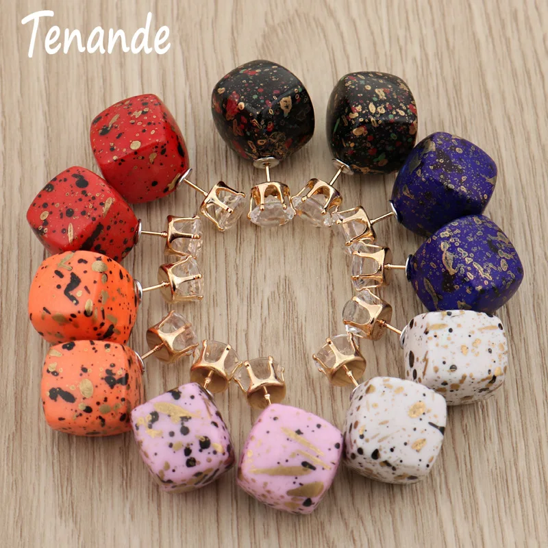 

Tenande Simple Maxi Small Geometric Patterns Crown Head Double Sides Pearl Stud Earrings for Women Hot Sale Jewelry