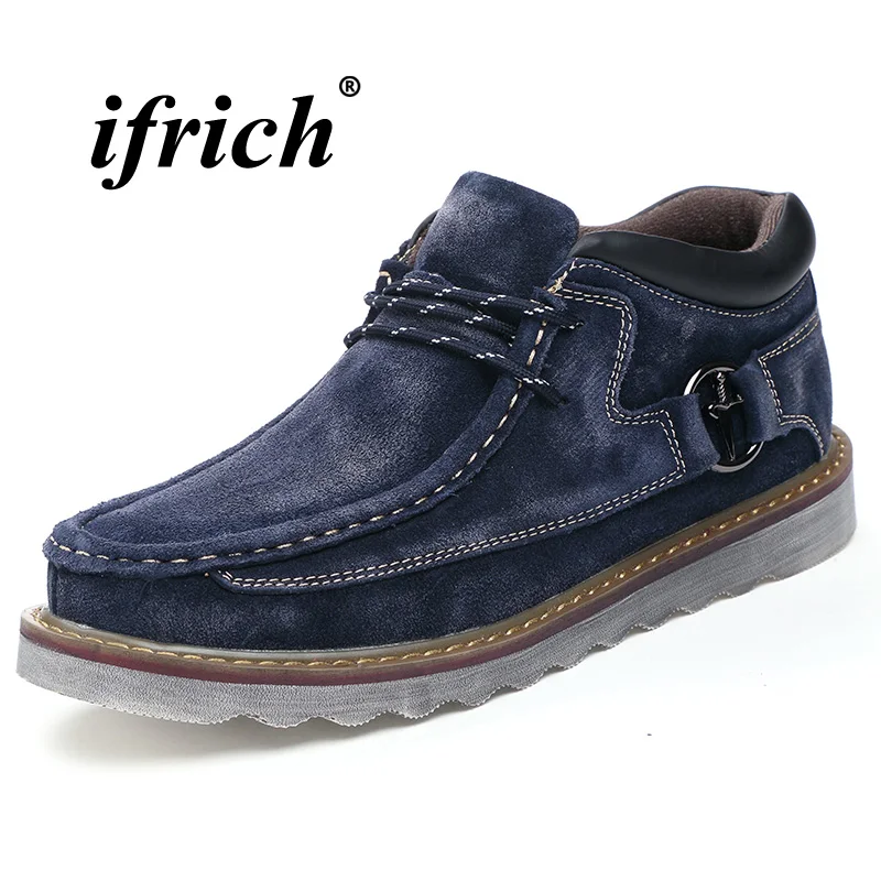 

2018 Work Boots Male Blue Brown Winter Men Boots With Fur Comfortable Young Casual Shoes For Boy Hard-Wearing Mens Fashion boots