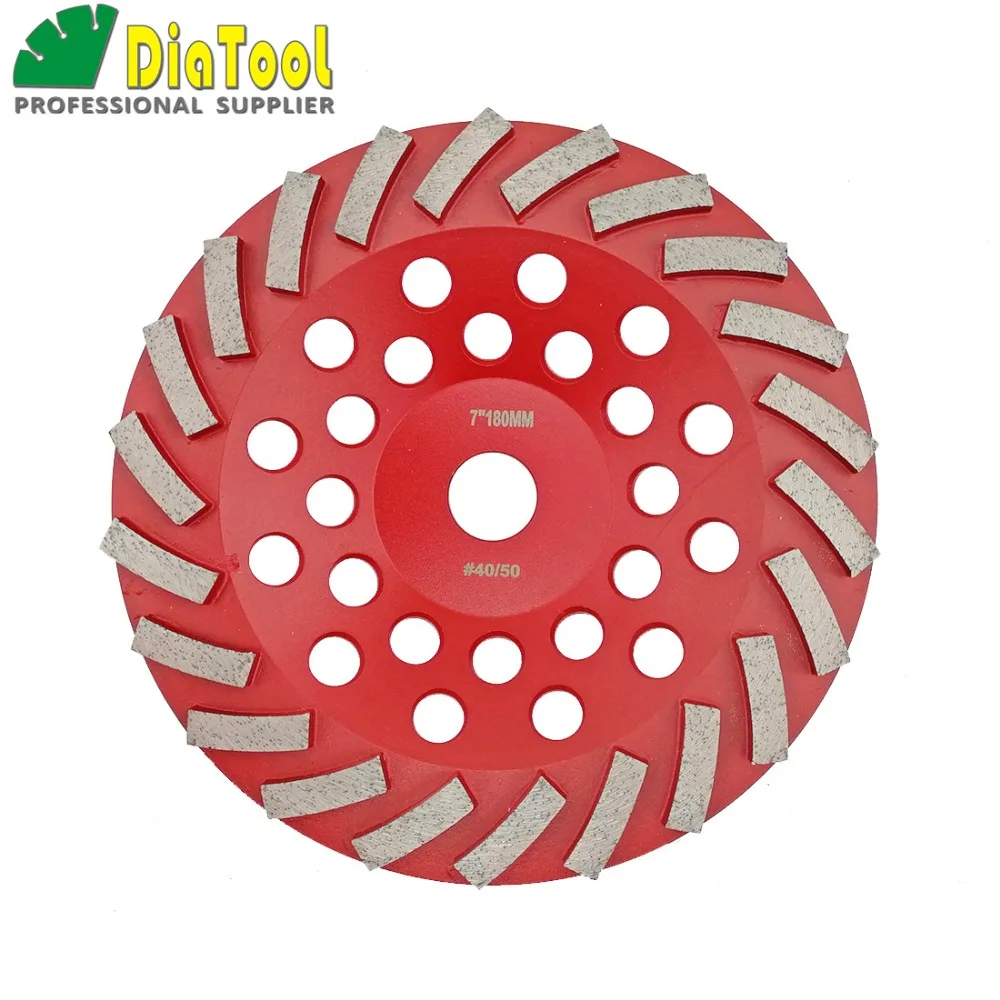 DIATOOL Diameter 180MM Segmented Turbo Diamond Grinding Cup Wheel For Concrete And Masonry Material, 7" Diamond Grinding Discs