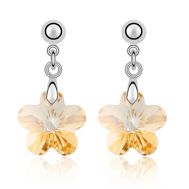 01 ANNGILL элегантные серьги-гвоздики для женщин с кристаллами от Swarovski сливы цветок Винтажные серьги брендовые модные ювелирные изделия - Окраска металла: 01