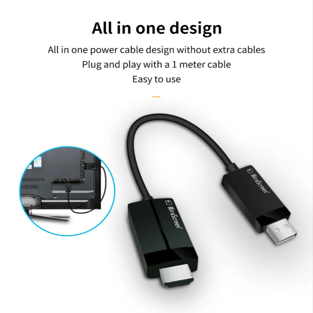 

YKSTAR New Cable Smart Wireless Screen Mirroring Receiver Phone to TV Connect to Project 1080P HD Plug and Play Easy to Use