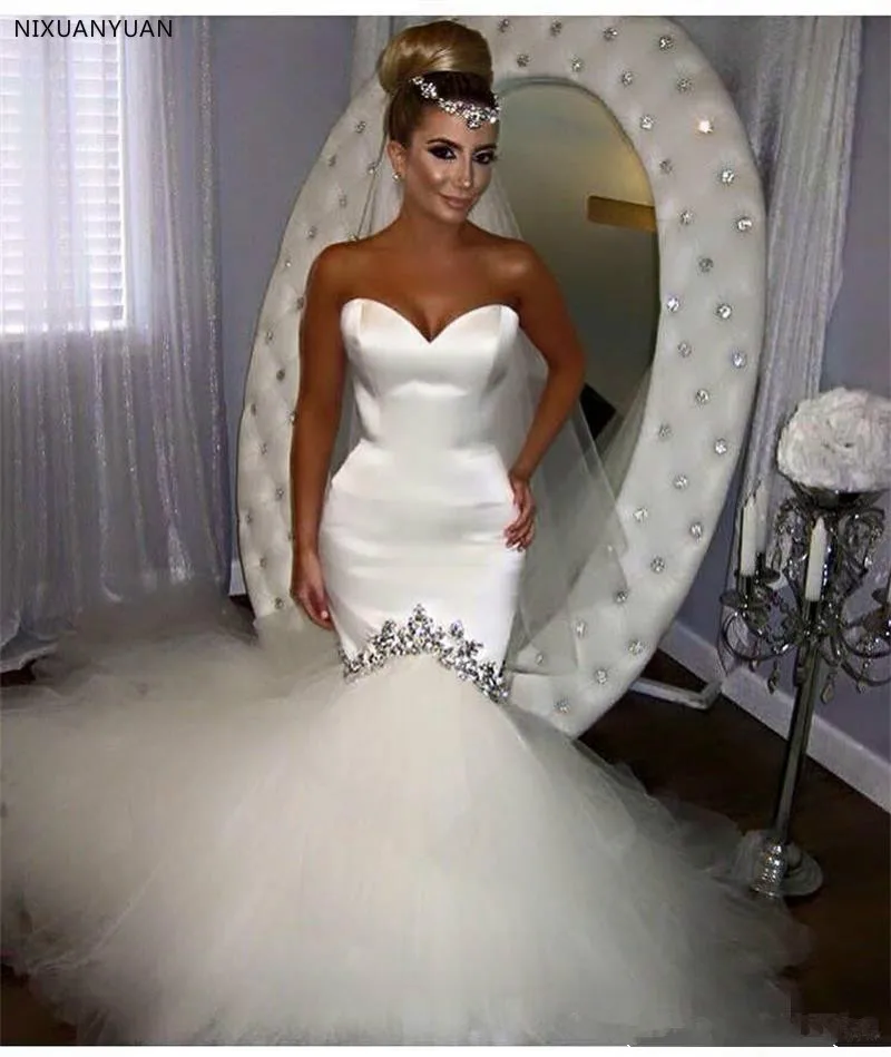 Greoenel Amor 2023 Strapless Elegant Mermaid Long Tight Wedding Dresses