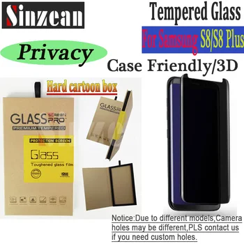

20pcs/lot Sinzean 3D Privacy Tempered Glass For Samsung Galaxy S8 Plus Privacy Screen Protector Case Friendly