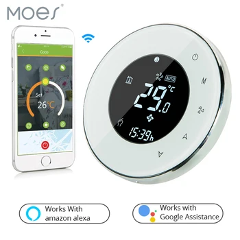 

Smart Wifi Thermostat Water floor Heating LCD Touch Screen with Remote Control Works with Alexa Google Home BHT-6000-GALWW/B