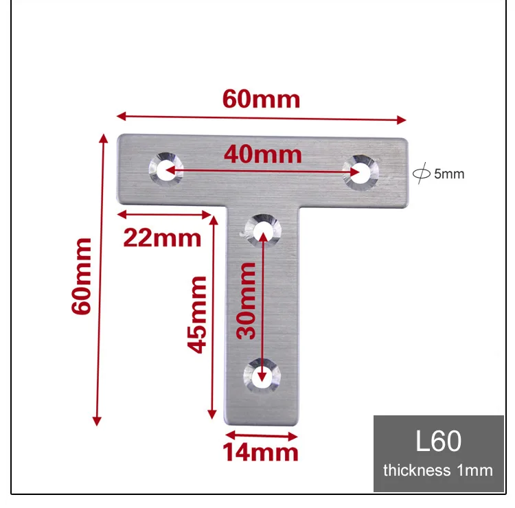 Угловой Кронштейн мебели из нержавеющей стали/соединитель-фиксатор, Т-образный, прочный, простой в установке, мебельное оборудование