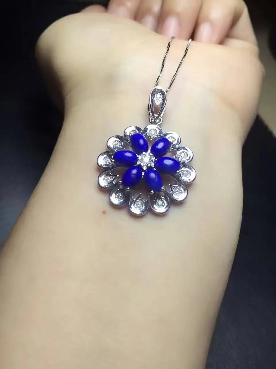  Tourmaline naturelle élégant élégant tournesol pendentif naturel lapis lazuli pendentif collier S92