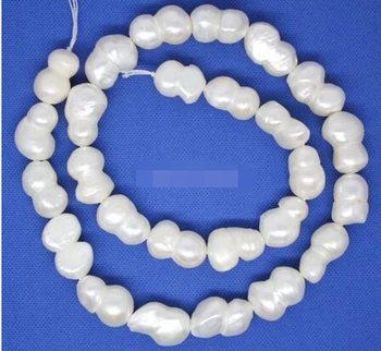 

wan 00660 13mm-16mm real natural white baroque peanut pearl stone loose beads 15.5" long 5PC