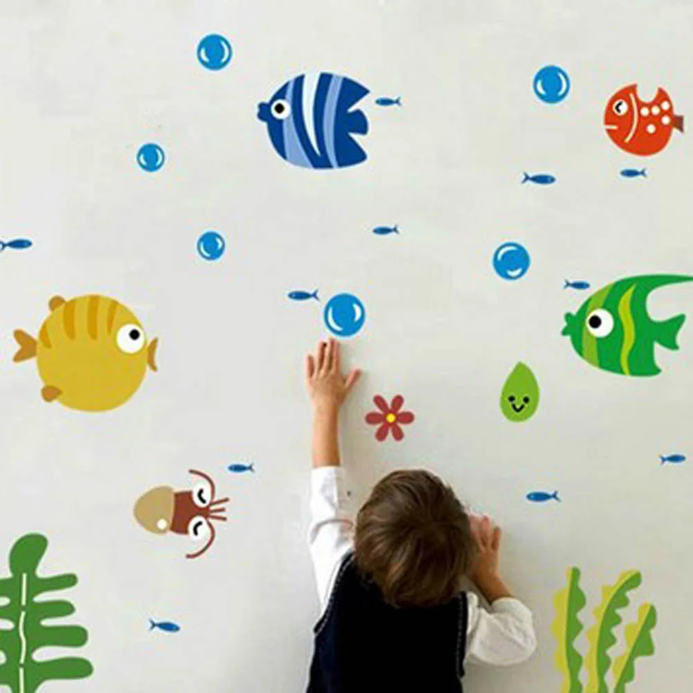 Indah Kartun Ikan Laut Tropis Gelembung Laut Dunia Removable Wall