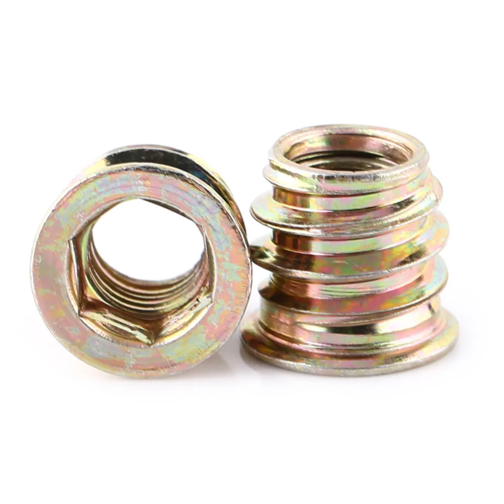 20 шт./лот шестигранные втулки из углеродистой стали с резьбой для деревянной