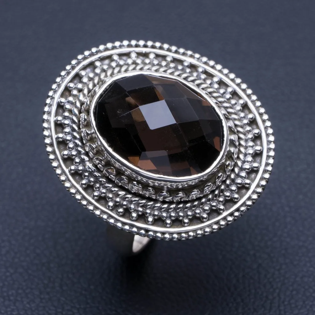 

Natural Smoky Quartz 925 Sterling Silver Ring, US Size 7 Q2103