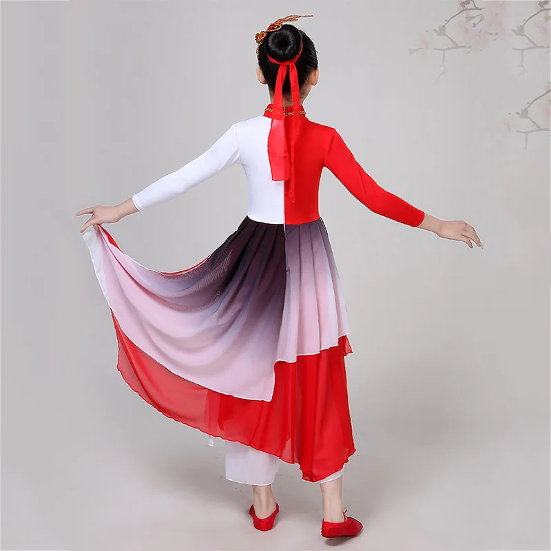 Hanfu дети Китайский народный танец костюм Классическая сценическая танцевальная одежда карнавальный наряд девушки представление костюм DN3497