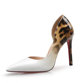 

Trend Pumps Women Shoes Thin Heels Leopard Pointed Toe Patent Leather Sandals Shoes Women Shallow Mouth Single Female Shoes Club