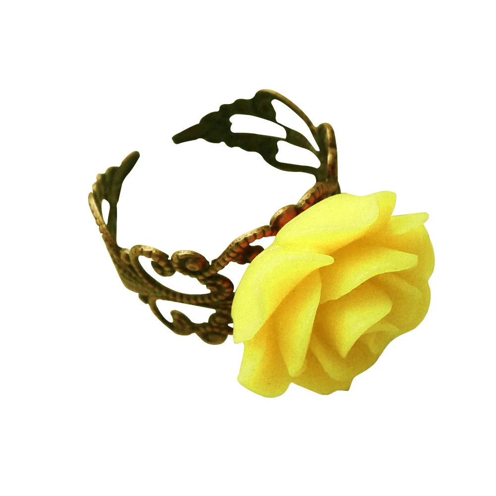 

Gothic Style Vintage Jewelry Retro Rings for Women Fashion Colorful Rose Hollow Out Flower Resizable Finger Gothic Ring